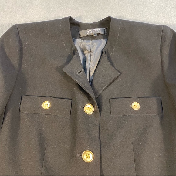 Kasper Women’s Black Blazer with Gold Buttons Accents, long sleeves, lined, 12 - Picture 8 of 12